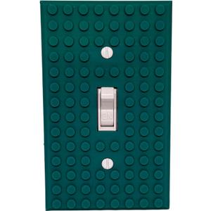 Brick Wall Plate, Single Toggle Light Switch Cover for Kids Bedroom, Game Room, 1-Gang (Dark Green)