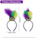AEGYPIUS Mardi Gras Feather Headband, 2 Pcs Mardi Gras Headpiece for Women Mardi Gras Fascinator, Mardi Gras Feather Headpiece Mardi Gras Headband for Women, Mardi Gras Head Piece for Women