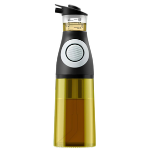 Oil and Vinegar Dispenser Set - Dripless Olive Oil Bottles With Built-In Measuring Cup - Glass Dispensers for Kitchen, Cooking, Salad Dressing, and Meal Prep - 1 Dishwasher-Safe Bottles