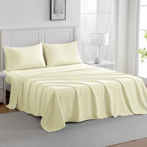 Queen Sheet Set, 4 Piece Bed Sheets for Queen Size Bed Set, 16 Inch Queen Sheets Deep Pocket, Hotel Luxury Soft and Breathable Microfiber Cooling, Wrinkle Free Shrinkage & Fade Resistant, Beige