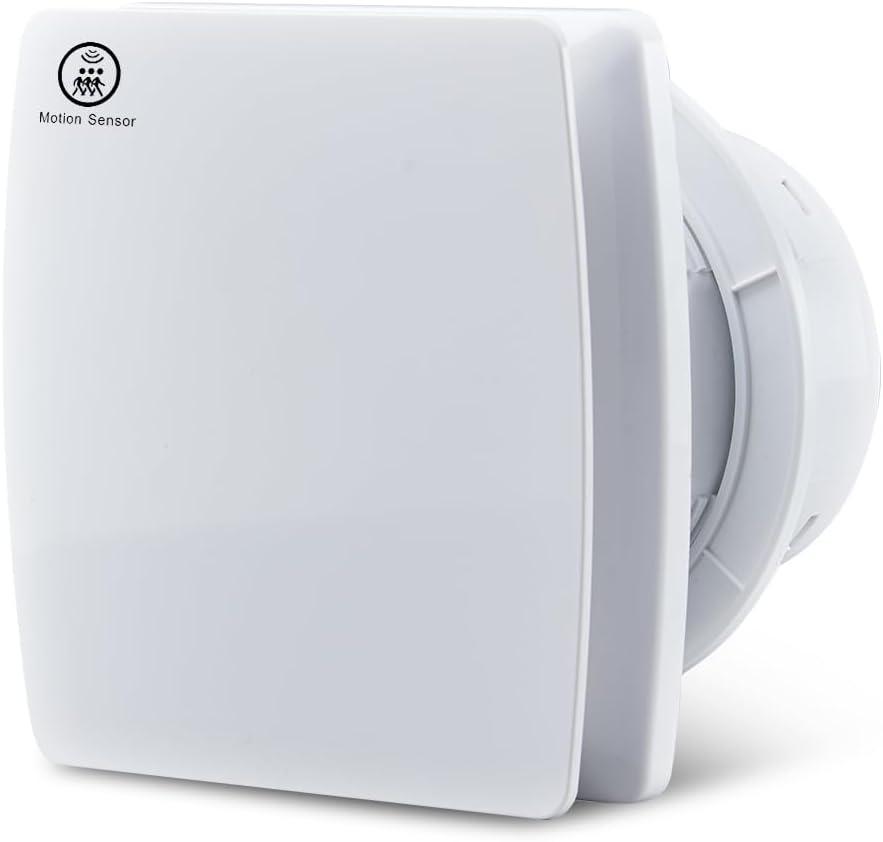 Bathroom Exhaust Automatic Fan for Wall and WIndow,Super Quiet 4 In Bathroom Motion Sensor and Delay Time Exhaust Fan with O Ring White 80 CFM Vent Fan