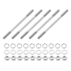 Uxcell 5pcs Double-Ended Stud Screws, M8x120mm 304 Stainless Steel Dual Threaded Rod Bolts with Nuts and Flat & Lock Washers Double-End Threaded Stud Screw Bolt for House Maintenance