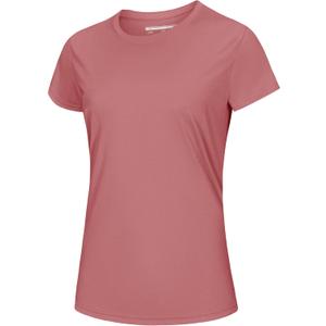 MAGCOMSEN Women's Short Sleeve T-Shirts UPF 50+ Sun Protection Quick Dry Athletic Running Workout Rash Guard Tops (Medium, Grey Pink)