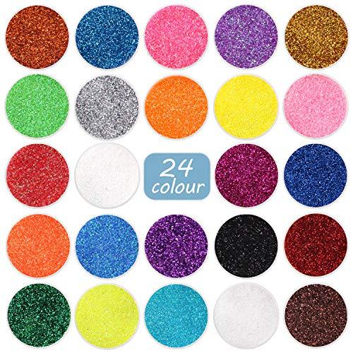 Fine Glitter 24 Colors Craft Glitter for Resin Makeup for Body Nail Face Hair Eyeshadow Lip Gloss Making