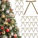 2 x 24Pcs Velvet Bows for Christmas Tree - 5  7 Inch Velvet Christmas Tree Bow - Khaki Bows for Gifts Wrapping - Home Decor - Wedding - Vintage Garland - Holiday Decorations