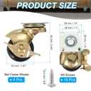 PATIKIL 2 Inch Ball Caster Wheels with Brake, 4 Pack 360 Rotating Swivel Top Plate Wheels 397 lbs Total Capacity Locking Caster with M4 Screws for Furniture Table Cabinet Gold