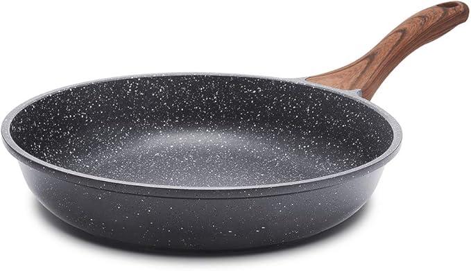 SENSARTE Nonstick Crepe Pan, Swiss Granite Coating Dosa Pan Pancake Flat Skillet Tawa Griddle 10-Inch with Stay-Cool Handle, Induction Compatible Gray