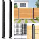 4ft (H/48in) Heavy Duty Fence Post - Serial Post for Outdoor Patio, Backyard and Garden Privacy Fence (2pack-Matte Black)