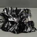 4Pcs Metallic Cheerleading Pom Poms, Creatiee 2 Pair Cheerleader Cheering Squad Pompoms for School Sports Dance Games Team Spirit Cheer (Black-Silver)