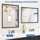JISOSO Rectangle Bathroom Mirror 28x36 Inch, Matte Black Framed, 4MM Tempered Glass, Anti-Rust, Wall-Mount Vanity Mirror for Bathroom & Bedroom, Hangs Horizontally or Vertically
