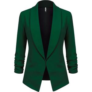 Lock and Love Women 3/4 Sleeve Blazer Open Front Cardigan Jacket Work Office Blazer (Large)