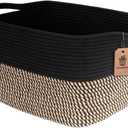 Goodpick Cube Storage Bins - Towel, Book, Cloth, Shoes, Closet Shelf Woven Baskets for Office, Baby Laundry, Toys, 13''x10''x9'' (Black)