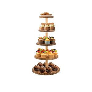 Gusnilo Wooden 5-Tier Rustic Cupcake Stand for Wedding Cakes, Tiered Dessert Tower Display Centerpiece for Parties, Events & Celebrations