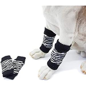 ROZKITCH Pet Dog Elbow Protector Dog Elbow Sleeve, 2PCS Front Leg and 2PCS Back Leg Knee, Dog Elbow Wrap, Dog Leg Warmer Wrap Protector, Pet Elastic Knitted Breathable Protective Socks Black, XL