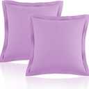 Homiest Euro Sham Covers 24x24 Inch Set of 2, Light Purple Pillow Shams with 2 Inch Wide Decorative Flange, European Square Pillowcases 24x24 Pillow Covers, Soft & Cozy Microfiber, Envelope Closure