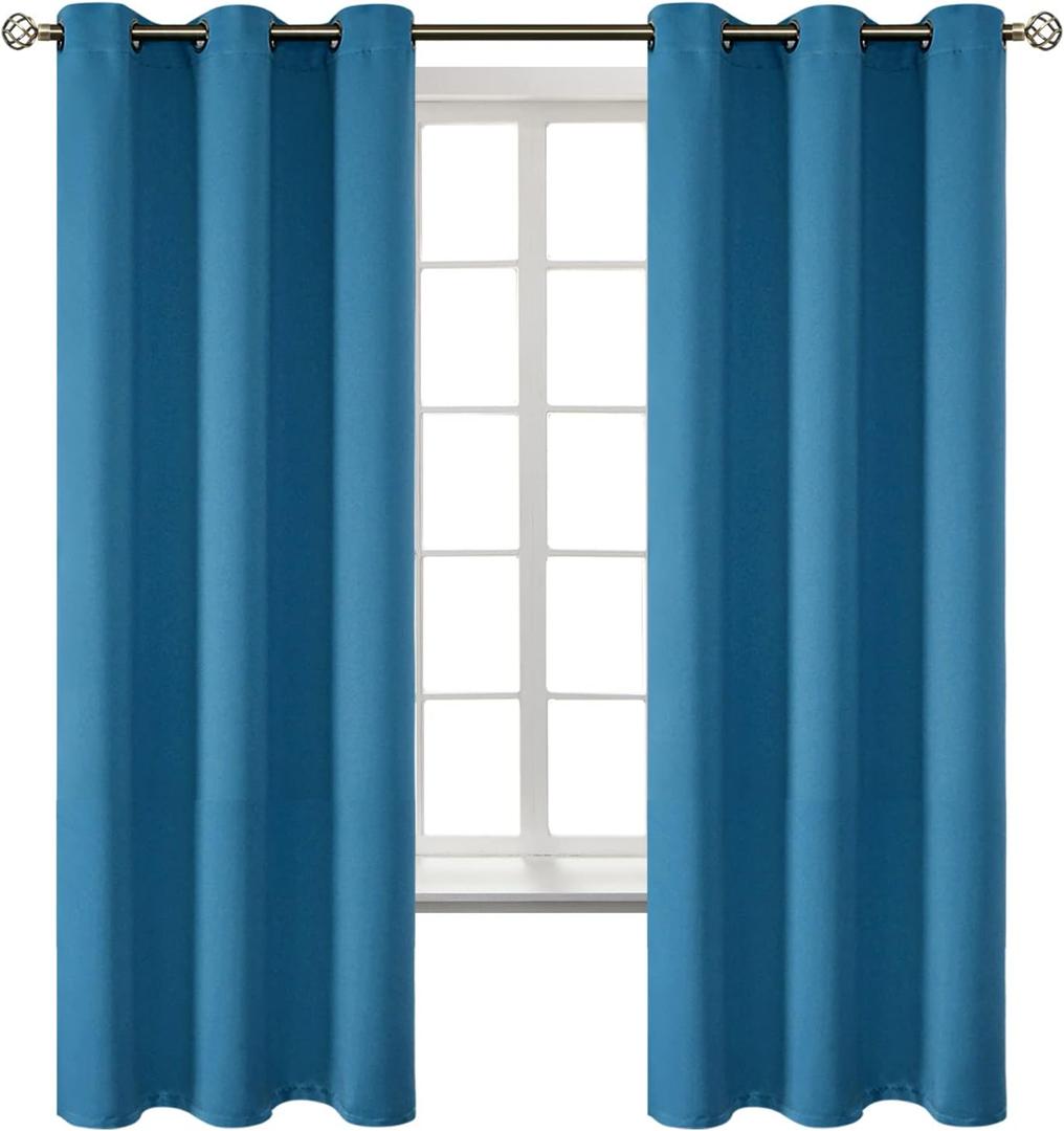 BGment Blackout Curtains - Grommet Thermal Insulated Room Darkening Bedroom and Living Room Curtains, Set of 2 Panels (42 x 63 Inch, Steel Blue)