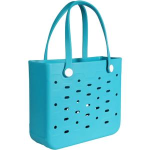 Medium Rubber Beach Bag for Men & Women, Large Capacity Rubber Travel Tote Bag for the Beach Boat Pool (NEW-Lake Blue)