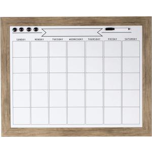 DesignOvation Beatrice Framed Magnetic Dry Erase Monthly Calendar, 23x29, Rustic Brown