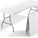 Sweetcrispy 8 FT Folding Picnic Table Easy to Fold and Store, Foldable Table for Camping Picnic Dining Party Kitchen Outdoor Indoor with Carrying Handle