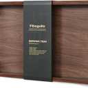 Fibogollo Walnut Wood Serving Tray with Metal Handles,15x10in Ottoman Decorative Trays Platter for Coffee Table, Living Room, Bar(Medium) (Brown)