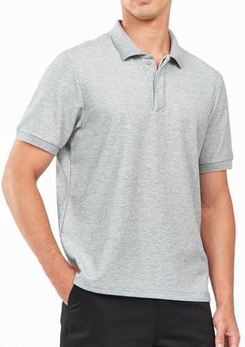 NORTHYARD Men's Cotton Polo Shirts Short Sleeve Knitted Golf Shirt Casual Classic Polos T-Shirt, Gray, 2XL