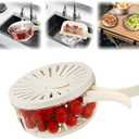 Multifunctional Fruit Washing Bowl with Strainer,2 in 1 Drain basket and Fruit Strainer Container with Lid,Fruit Washer Bowl for Kitchen,Fridge,Picnic & Camping,1QT(1000ML) (A/White(Small))