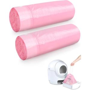 ANWA 40 Count Cat Litter Box Liners for Automatic Cat Litter Box and Litter Box Robot 4/5, Heavy-Duty, Extra Thick, Pink