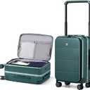 1 Pack Hanke Top Opening Carry On Luggage, 20 Inch Zipperless Aluminum Frame Wide Handle Luggage, All-PC Hard Shell Trunk Suitcase with Spinner Wheels, TSA Airline Approved (Blackish Green, 40L)