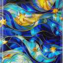 for iPhone 16 Pro Case - Wireless Charging Compatible - Dual-Layer Hard Shell + Silicone Cover - Shockproof Protective Phone Case with Stylish Designs for Women - Abstract Bule Gold Water