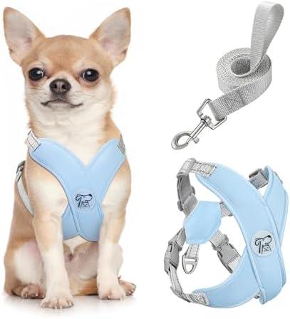 Pawaboo Small Dog Harness and Leash Set, Puppy Harness X-Frame No Pull No Choke, Dog Vest Harness Adjustable for Small Medium Sized Dogs, Soft Breathable Pet Harness for Walking Outing (S, Blue)