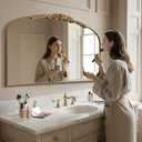 Besdomus Gold Large Fireplace Mirror: 48"x33" Baroque Vintage Arched Mirror