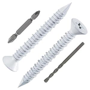 2 x WenSilon(30 PCS) 1/4" x1-3/4 White Concrete Screw Anchor White Flat Head for Anchoring to Masonry, Block or Brick Stucco