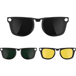 HiBloks 3Pcs Polarized Clip-on Compatible with Ray-Ban Meta Wayfarer & Gen 2 (RW4008/RW4012 Large), Discoloration Clip for Rayban Meta Gen 2 Accessories (Dark Green, Night Vision Yellow, Black)