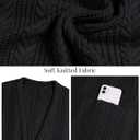 VIMPUNEC Womens Fall Long Cardigan Sweaters Cable Knit Jackets Open Front Outwear Coats with Pockets (Black, XL)