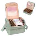 CUBETASTIC Nail Polish Organizer, Nail Tech Organizers and Storage Case Holds 69 Bottles Nail Polish & Nail Lamp, Travel Nail Supplies bag for Nail Tech Kit & Manicure Tools, Green