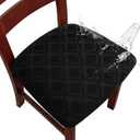 Genina Waterproof Seat Covers for Dining Room Chairs, Stretch Chair Covers Removable Washable Dinning Room Kitchen Chair Seat Cushion Slipcovers (Jacquard-Black, 4 PCS)