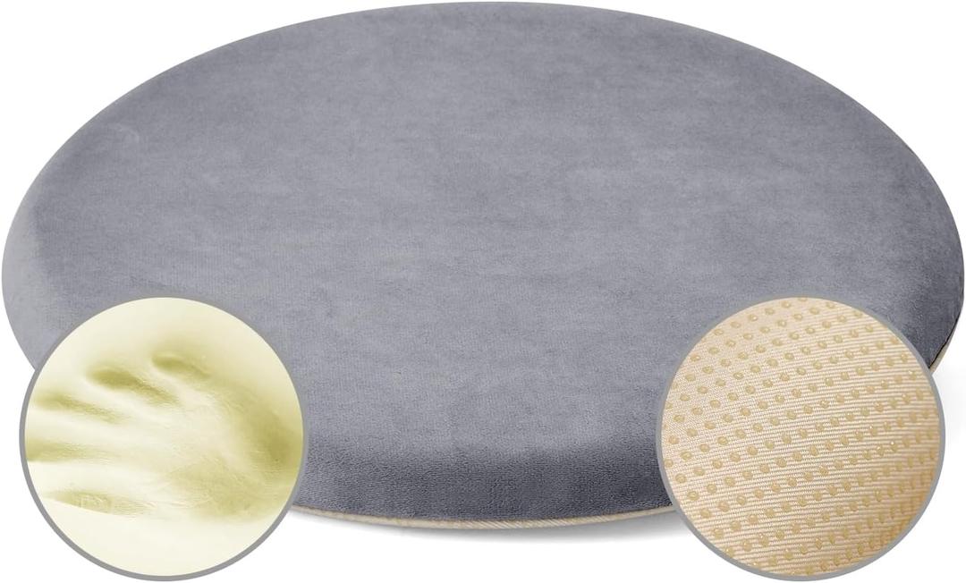Memory Foam Seat Cushion Anti Slip Round Chair Pad, Kitchen Chair Cushion Detachable Stool Pad with Zipper 14" Comfortable Seat Pad for Office Dining Room Stool Chairs Grey