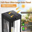 16" Large Solar Porch Lights Outdoor Wall Sconce 2-Pack, Matte Black