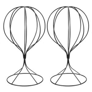 uxcell Metal Hat Display Stand 2 Pack Tabletop Hat and Wig Rack Modern Women Closet Holder for Baseball Cap, Fedora Hat, Cowboy Hat - Black
