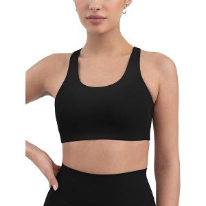 PAVOI ACTIVE Ribbed Seamless Bra | Medium Support Sculpting Square Neck Removable Pads Women Workout Sports Bra | SculptForm | Medium, Graphite