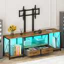 GYIIYUO LED TV Stand with Mount and Power Outlet & Fabric Drawers for 32-85 Inches TV - Entertainment Center and Corner Tv Stand for Living Room, Bedroom- 47" Rustic Brown (Max VESA 600mm 400mm | with Mount, Power Outlet, Fabric Drawers, 32-85 Inches TV