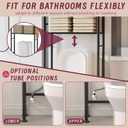 3-Tier Over The Toilet Storage Cabinet with Paper Holder and 4 Hooks, Metal Over Toilet Bathroom Organizer and Storage Shelf, Bathroom Shelves for Living Room/Laundry/Balcony(Black)