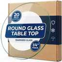 20 Inch Round 1/4" Thick Pencil Polished Edge Tempered Glass Table Top with 6 Bumpers Glass Table Tops Cut to Size, Scratch & Heat Resistant, Coffee, Patio & End Tables