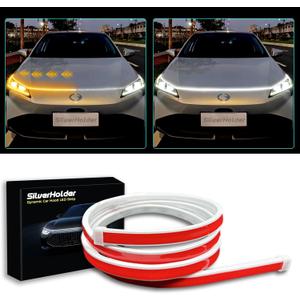 SilverHolder Dynamic Car Hood LED Light Strip Sequential Flowing Turn Signal Lights Dynamic Scan Start Up Hood Light Strip Flexible LED Strip Lights for Car Daytime Running Light