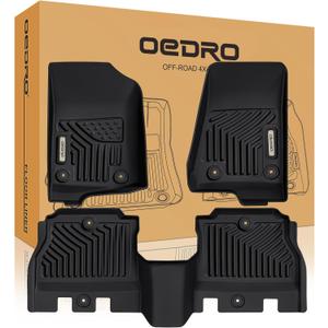OEDRO Floor Mats Fit for 2018-2024 Jeep Wrangler JL Unlimited 4-Door, Unique Black TPE All-Weather Guard Wrangler JL Floor Liners
