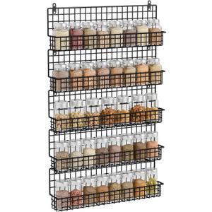 X-cosrack Spice Rack Organizer, 5-Tier Spice Rack for Wall, Stackable Hanging Spice Jars Storage Racks, Great for Kitchen and Pantry, Up to Storage 48 Jars (Patent No: D909138S) (Medium)