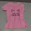 Women's Cat Face Whiskers Print Cosplay Kitty Love Halloween T-Shirt, S