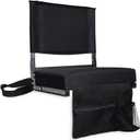 Stadium Seat for Bleachers with High Back Support and Cushion, Bleacher Seat with Shoulder Strap, 3-Inch Thick Padded Foam Portable Folding Comfort Stadium Chair, Includes Storage Bag and Cup Holder (Black)