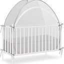 Akiky Large Pop Up Mosquito Net Crib Tent to Keep Baby from Climbing Out Baby Girl Netting Cover Canopy for Naps at Home&Traveling(Gray)