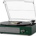 Record Player Bluetooth Turntable with Built-in Speakers & 3 Speed 3 Size Portable Retro Vinyl Record Player for Entertainment and Home Decoration Emerald Green